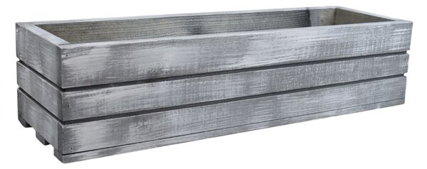 Dřevěný truhlík z masivu – šedý s bílou patinou 60 cm