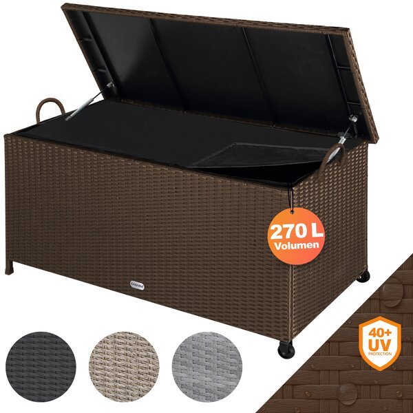 CASARIA® Zahradní box poltáový box s koleky 270L úloný prostor odolný proti UV záení úchyty plynová tlaková pruina odolný proti povtrnostním vlivm 117x53cm Zahradní balkónový úloný box hndý