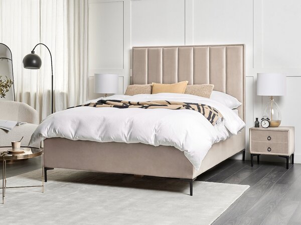 Sada do ložnice Umělý samet SEZANNE 140 x 200 cm Taupe