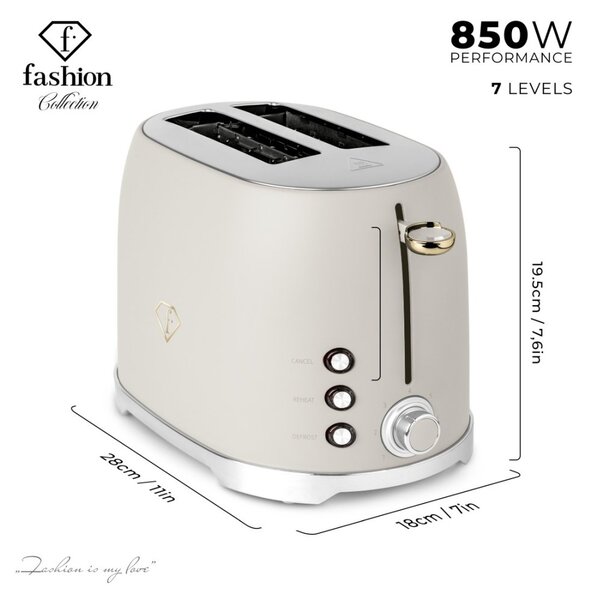 Topinkovač nerez 850W Cream Gold Collection