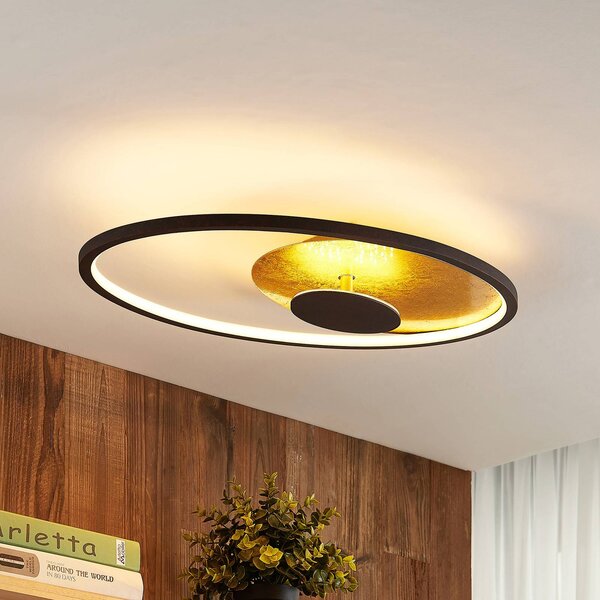 Lindby LED stropní svítidlo Feival, 61 cm, rezavé/zlaté, stmívatelné, stmívatelný, Hnědá / rez, Obývací pokoj / jídelna, kov, Moderní