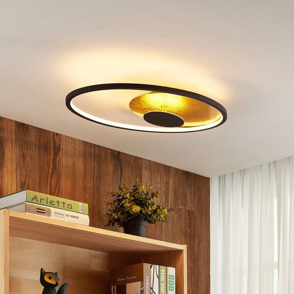 Lindby LED stropní svítidlo Feival, 61 cm, rezavé/zlaté, stmívatelné, stmívatelný, Hnědá / rez, Obývací pokoj / jídelna, kov, Moderní