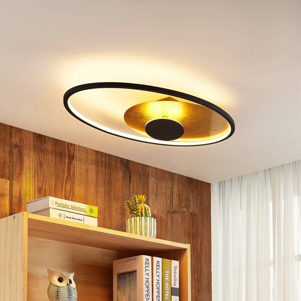 Lindby LED stropní svítidlo Feival, 73 cm, rezavé/zlaté, stmívatelné, stmívatelný, Hnědá / rez, Obývací pokoj / jídelna, kov, Moderní