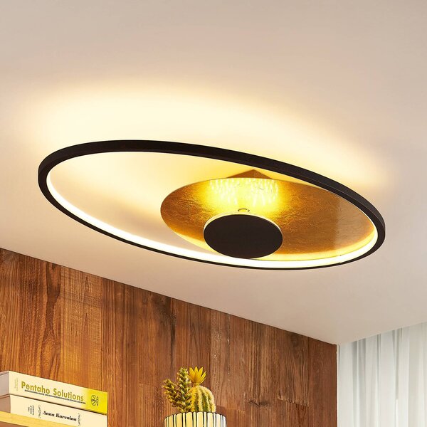 Lindby LED stropní svítidlo Feival, 73 cm, rezavé/zlaté, stmívatelné, stmívatelný, Hnědá / rez, Obývací pokoj / jídelna, kov, Moderní