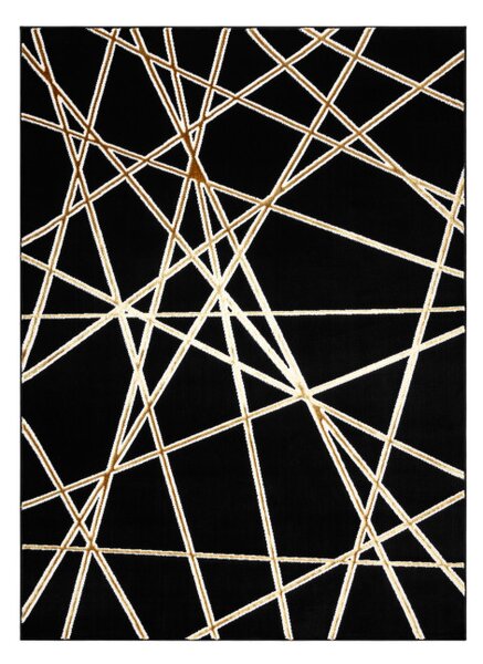 Koberec ALLURE 1964 geometrický / strukturovaný / glamour, černý / zlatý