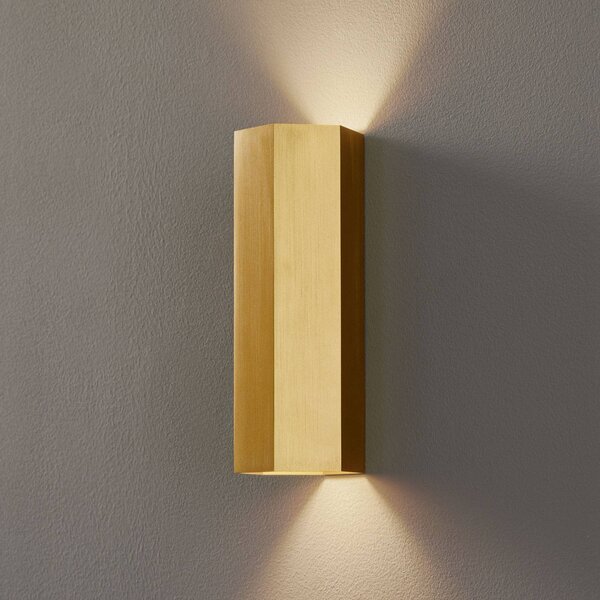 Wever & Ducré Lighting WEVER DUCRÉ Hexo mini 2.0 nástěnné svítidlo 20cm zlaté barvy, stmívatelný, Mosaz / zlato, Obývací pokoj / jídelna, Hliník, Moderní