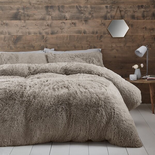 Hnědé povlečení na dvoulůžko z mikroplyše 200x200 cm Cuddly – Catherine Lansfield