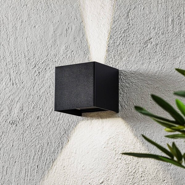 FISCHER & HONSEL LED venkovní nástěnné světlo Wall, kostka, černá, Černá, kov, Moderní