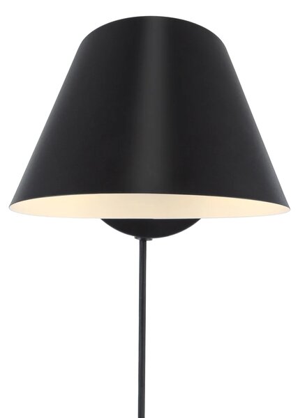 Nordlux 2220381003 Stay, černé nástěnné svítidlo 1xE27 s vypínačem, průměr 15cm