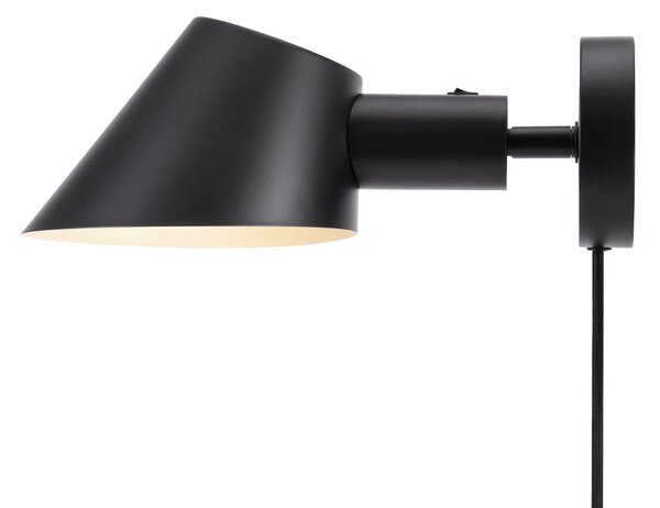 Nordlux 2220381003 Stay, černé nástěnné svítidlo 1xE27 s vypínačem, průměr 15cm