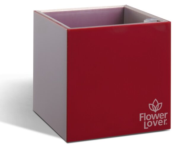 Samozavlažovací květináč Cubico 14x14x14 cm, červený