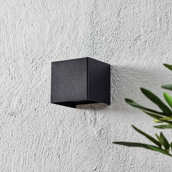 FISCHER & HONSEL LED venkovní nástěnné světlo Wall, kostka, černá, Černá, kov, Moderní