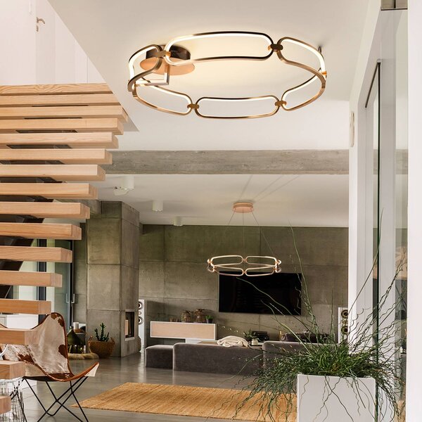 Schuller Valencia Stropní svítidlo Colette LED, šest světel, růžové zlato, Mosaz / zlato, Obývací pokoj / jídelna, Hliník, Moderní