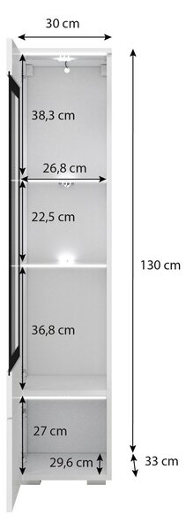 VITRÍNA, černá, 30/130/33 cm P & B - Kredence a vitríny, Online Only