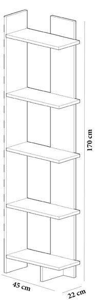 Regál Alexisa (teak + bílá). Akce -25%