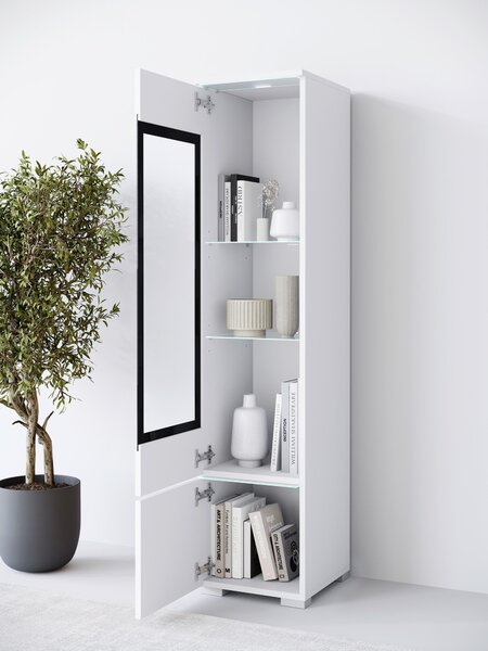 VITRÍNA, bílá, vysoce lesklá bílá, 30/130/33 cm P & B - Kredence a vitríny, Online Only