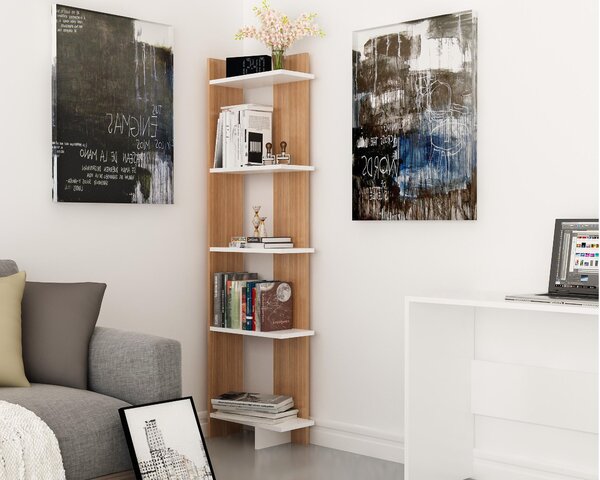 Regál Alexisa (teak + bílá). Akce -25%
