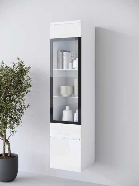 VITRÍNA, bílá, vysoce lesklá bílá, 30/130/33 cm P & B - Kredence a vitríny, Online Only