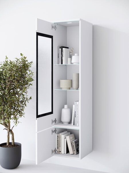 VITRÍNA, bílá, vysoce lesklá bílá, 30/130/33 cm P & B - Kredence a vitríny, Online Only