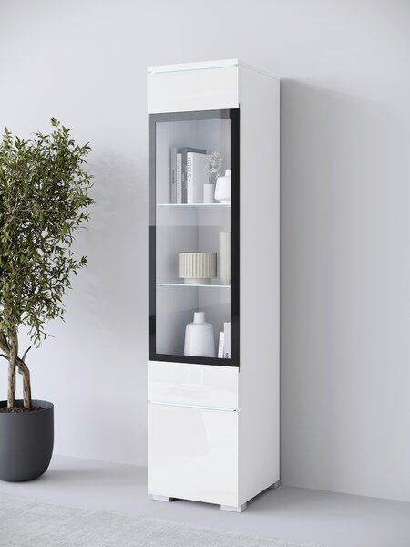VITRÍNA, bílá, vysoce lesklá bílá, 30/130/33 cm P & B - Kredence a vitríny, Online Only