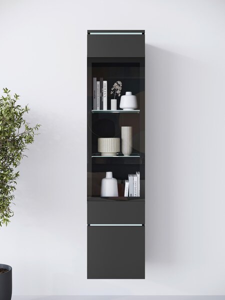VITRÍNA, černá, 30/130/33 cm P & B - Kredence a vitríny, Online Only