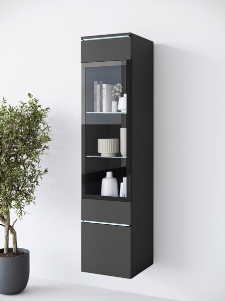 VITRÍNA, černá, 30/130/33 cm P & B - Kredence a vitríny, Online Only