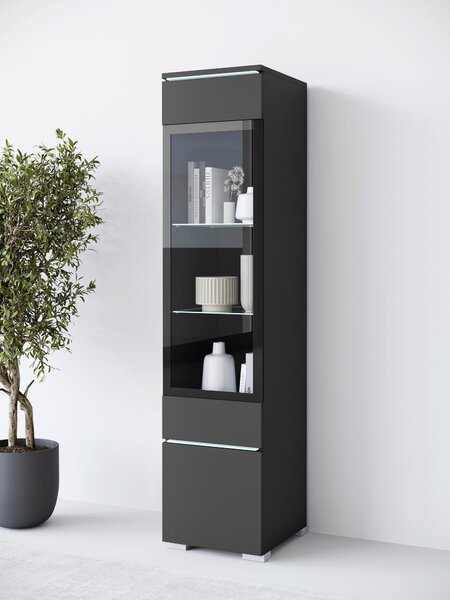 VITRÍNA, černá, 30/130/33 cm P & B - Kredence a vitríny, Online Only
