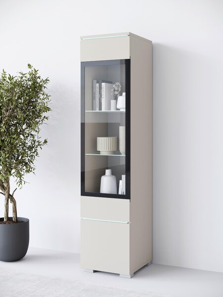 VITRÍNA, béžová, kašmírová, 30/130/33 cm P & B - Kredence a vitríny, Online Only