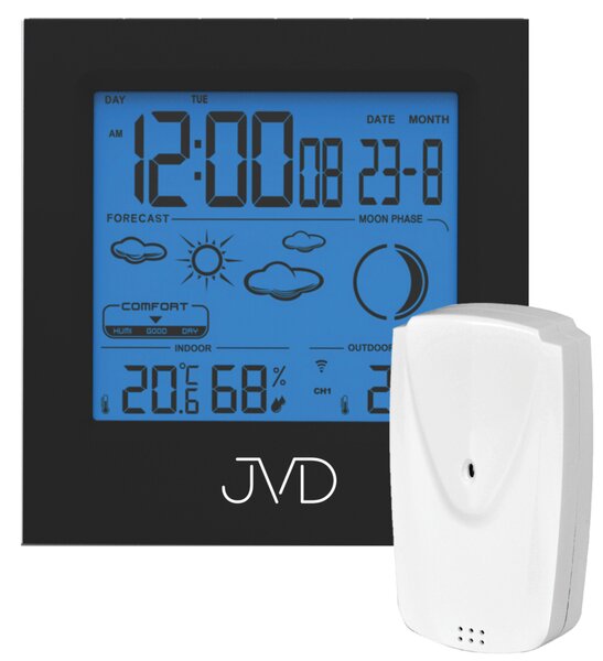 JVD Černá bezdrátová meteostanice s venkovním čidlem JVD RB672.1 ( )