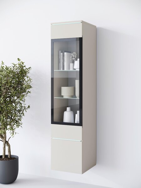 VITRÍNA, béžová, kašmírová, 30/130/33 cm P & B - Kredence a vitríny, Online Only
