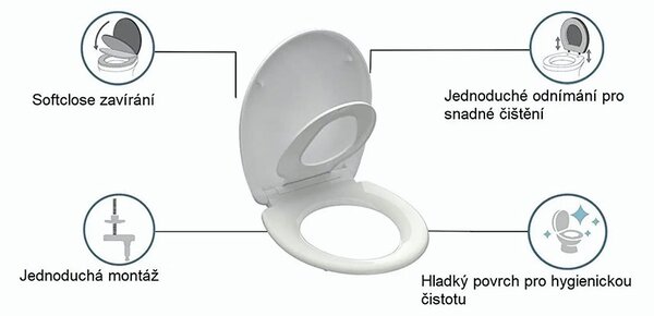 Eisl Sanitär WC prkénko s dětskou vložkou Duroplast Soft Close Family 82940