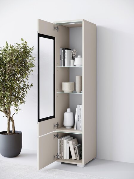 VITRÍNA, béžová, kašmírová, 30/130/33 cm P & B - Kredence a vitríny, Online Only