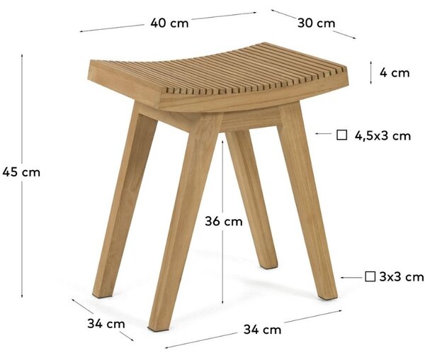 LÉTO -15% Teaková stolička Kave Home Vicentina 45 cm