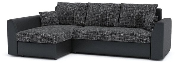 Rohová rozkládací sedací souprava PAUL látka v kombinaci s eko-kůží MODEL 3 Svělte šedá/černá eko-kůže