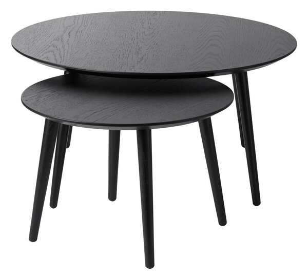 Černé kulaté konferenční stolky v sadě 2 ks ø 88 cm Adda – Unique Furniture