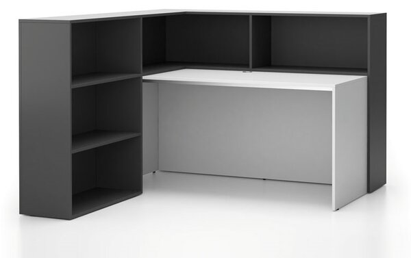 Rohová kancelářská sestava SEGMENT, levá, bílá/grafitová