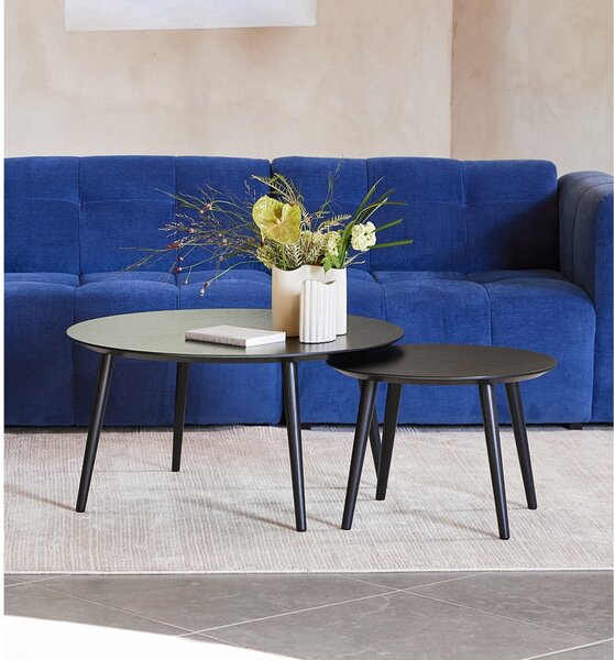 Kulaté konferenční stolky v dekoru dubu v přírodní barvě v sadě 2 ks ø 88 cm Adda – Unique Furniture