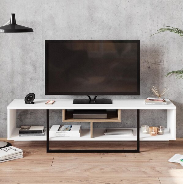 TV stolek/skříňka Aslana 150 (bílá + černá + dub)