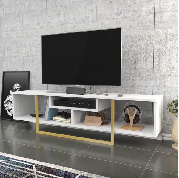 TV stolek/skříňka Aslana 150 (bílá + zlatá)