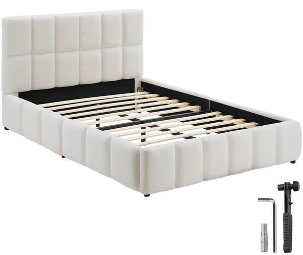Tectake Čalouněná postel Shirley s roštem, nosnost 250 kg - Teddy Cream