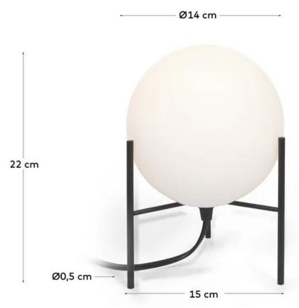 Bílo černá skleněná stolní lampa Kave Home Seina