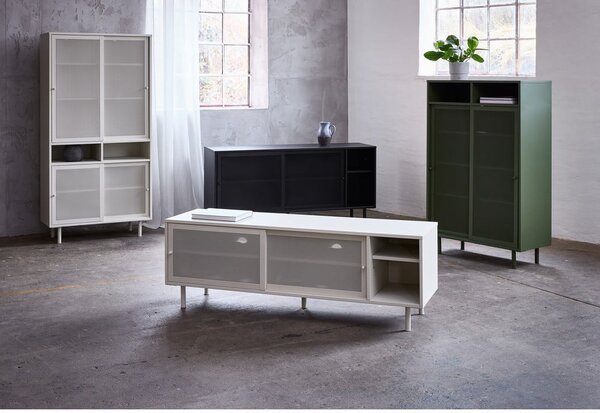 Černá kovová skříňka s posuvnými dveřmi 90x140x40 cm Veep – Unique Furniture