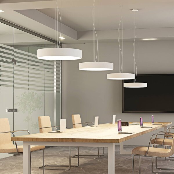 Arcchio LED závěsné světlo Noabelle, Ø 60 cm, bílá, kov, stmívatelný, Bílá / opál, Kuchyň, kov, Moderní