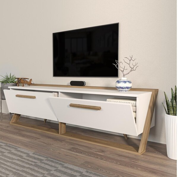 TV stolek/skříňka Astrodotti (bílá + ořech)