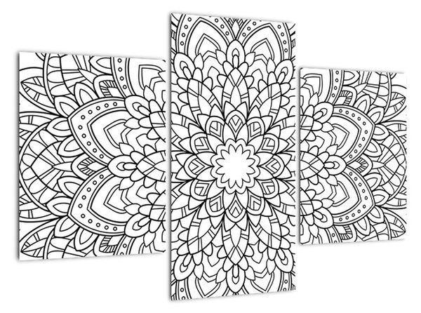 Obraz - černobílá mandala (90x60cm)
