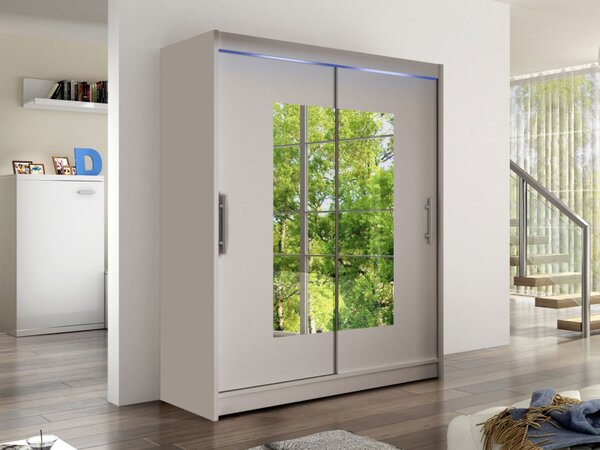 Šatní skříň s posuvnými dveřmi Presto III, Barva: bílá, Osvětlení: osvětlení LED RGB - barevné Mirjan24 5902928552355
