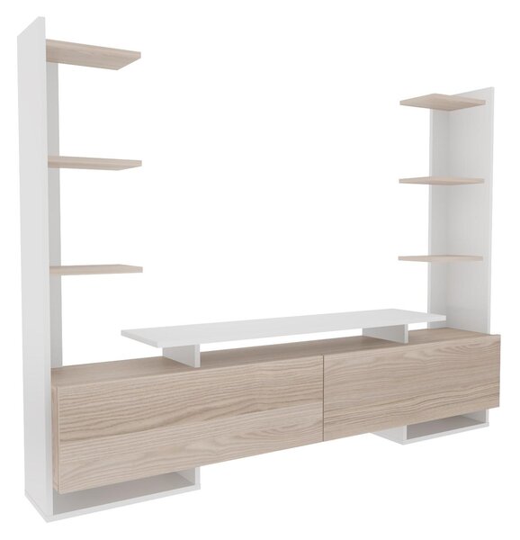 Obývací stěna Avianne (bílá + dub). Akce -25%