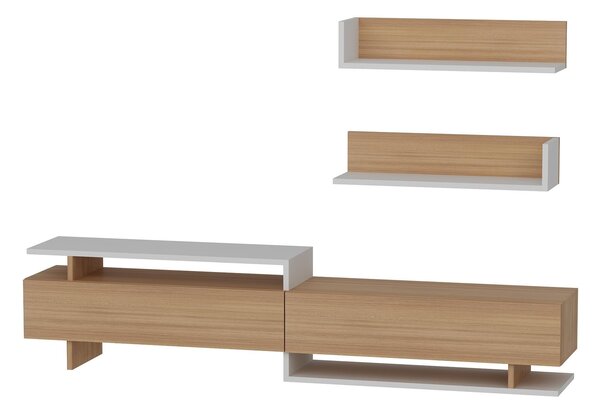 Obývací stěna Alcaraz (teak + bílá)