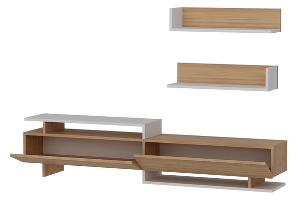 Obývací stěna Alcaraz (teak + bílá)