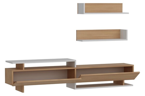Obývací stěna Alcaraz (teak + bílá)